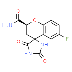 ChemSpider 2D Image | (2S)-6-Fluoro-2',5'-dioxo-2,3-dihydrospiro[chromene-4,4'-imidazolidine]-2-carboxamide | C12H10FN3O4