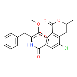 ChemSpider 2D Image | Methyl N-[(5-chloro-8-methoxy-3-methyl-1-oxo-3,4-dihydro-1H-isochromen-7-yl)carbonyl]-L-phenylalaninate | C22H22ClNO6