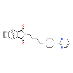 ChemSpider 2D Image | (1R,2S,6R,7S,8R,11S)-4-{4-[4-(2-Pyrimidinyl)-1-piperazinyl]butyl}-4-azatetracyclo[5.4.2.0~2,6~.0~8,11~]trideca-9,12-diene-3,5-dione | C24H29N5O2