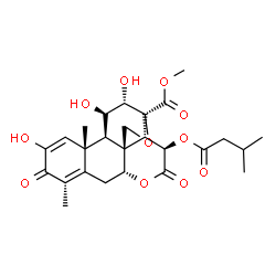 ChemSpider 2D Image | Methyl (11beta,12alpha,15beta)-2,11,12-trihydroxy-15-[(3-methylbutanoyl)oxy]-3,16-dioxo-13,20-epoxypicrasa-1,4-dien-21-oate | C26H32O11