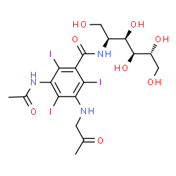 ChemSpider 2D Image | 2-({3-Acetamido-2,4,6-triiodo-5-[(2-oxopropyl)amino]benzoyl}amino)-2-deoxy-D-glucitol | C18H24I3N3O8