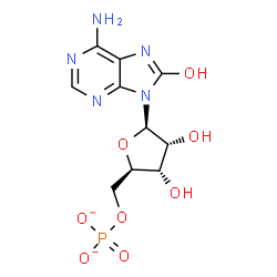 ChemSpider 2D Image | 8-Hydroxy-5'-O-phosphonatoadenosine | C10H12N5O8P