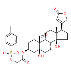 ChemSpider 2D Image | (3beta,5beta)-5,14-Dihydroxy-3-(2-{[(4-methylphenyl)sulfonyl]oxy}acetoxy)-19-oxocard-20(22)-enolide | C32H40O10S
