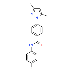 ChemSpider 2D Image | 4-(3,5-Dimethyl-1H-pyrazol-1-yl)-N-(4-fluorophenyl)benzamide | C18H16FN3O