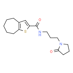 ChemSpider 2D Image | N-[3-(2-Oxo-1-pyrrolidinyl)propyl]-5,6,7,8-tetrahydro-4H-cyclohepta[b]thiophene-2-carboxamide | C17H24N2O2S
