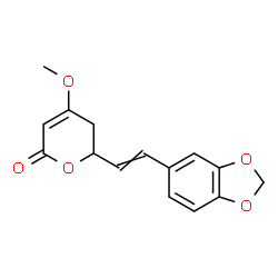 ChemSpider 2D Image | 6-[2-(1,3-Benzodioxol-5-yl)vinyl]-4-methoxy-5,6-dihydro-2H-pyran-2-one | C15H14O5