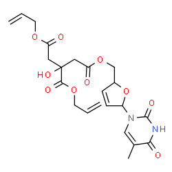 ChemSpider 2D Image | 1,2-Diallyl 3-{[5-(5-methyl-2,4-dioxo-3,4-dihydro-1(2H)-pyrimidinyl)-2,5-dihydro-2-furanyl]methyl} citrate | C22H26N2O10