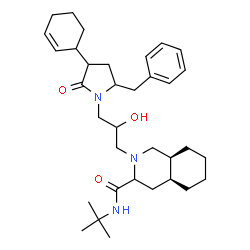 ChemSpider 2D Image | (4aS,8aS)-2-[3-((R)-5-Benzyl-3-cyclohex-2-enyl-2-oxo-pyrrolidin-1-yl)-2-hydroxypropyl]-decahydro-isoquinoline-3-carboxylic acid tert-butylamide | C34H51N3O3
