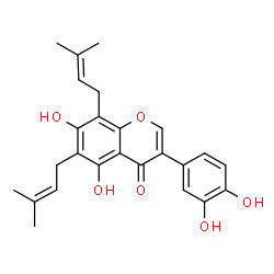 ChemSpider 2D Image | 5,7,3',4'-Tetrahydroxy-6,8-diprenylisoflavone | C25H26O6