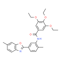 ChemSpider 2D Image | 3,4,5-Triethoxy-N-[2-methyl-5-(6-methyl-1,3-benzoxazol-2-yl)phenyl]benzamide | C28H30N2O5