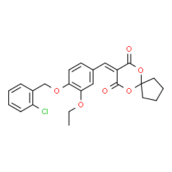 ChemSpider 2D Image | 8-{4-[(2-Chlorobenzyl)oxy]-3-ethoxybenzylidene}-6,10-dioxaspiro[4.5]decane-7,9-dione | C24H23ClO6
