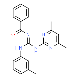ChemSpider 2D Image | N-[N'-(4,6-dimethylpyrimidin-2-yl)-N-(3-methylphenyl)carbamimidoyl]benzamide | C21H21N5O