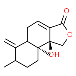 ChemSpider 2D Image | (9aS,9bS)-9b-Hydroxy-7,9a-dimethyl-6-methylene-5,5a,6,7,8,9,9a,9b-octahydronaphtho[1,2-c]furan-3(1H)-one | C15H20O3