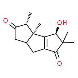 ChemSpider 2D Image | (3R,3bS,4R)-3-Hydroxy-2,2,3b,4-tetramethyl-3,3b,4,6,6a,7-hexahydro-1H-cyclopenta[a]pentalene-1,5(2H)-dione | C15H20O3