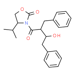ChemSpider 2D Image | 3-(2-Benzyl-3-hydroxy-4-phenylbutanoyl)-4-isopropyl-1,3-oxazolidin-2-one | C23H27NO4