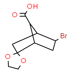ChemSpider 2D Image | 5-Bromospiro[bicyclo[2.2.1]heptane-2,2'-[1,3]dioxolane]-7-carboxylic acid | C10H13BrO4