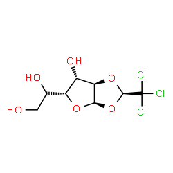 ChemSpider 2D Image | 1,2-O-[(1R)-2,2,2-Trichloroethylidene]-beta-L-idofuranose | C8H11Cl3O6