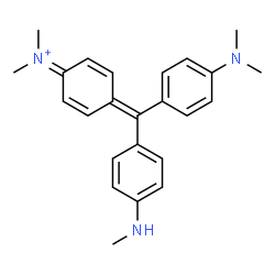 ChemSpider 2D Image | 4-{[4-(Dimethylamino)phenyl][4-(methylamino)phenyl]methylene}-N,N-dimethyl-2,5-cyclohexadien-1-iminium | C24H28N3