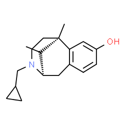 ChemSpider 2D Image | (1R,9R,13S)-10-(Cyclopropylmethyl)-1,13-dimethyl-10-azatricyclo[7.3.1.0~2,7~]trideca-2,4,6-trien-4-ol | C18H25NO