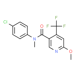 ChemSpider 2D Image | N-(4-Chlorophenyl)-6-methoxy-N-methyl-4-(trifluoromethyl)nicotinamide | C15H12ClF3N2O2