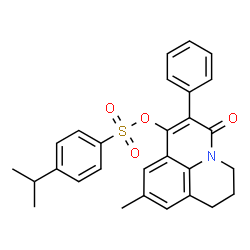 ChemSpider 2D Image | 9-Methyl-5-oxo-6-phenyl-2,3-dihydro-1H,5H-pyrido[3,2,1-ij]quinolin-7-yl 4-isopropylbenzenesulfonate | C28H27NO4S