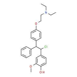 ChemSpider 2D Image | 4-(1-Chloro-2-{4-[2-(diethylamino)ethoxy]phenyl}-2-phenylethyl)-2-methoxyphenol | C27H32ClNO3