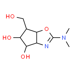 ChemSpider 2D Image | 2-(Dimethylamino)-6-(hydroxymethyl)-4,5,6,6a-tetrahydro-3aH-cyclopenta[d][1,3]oxazole-4,5-diol | C9H16N2O4