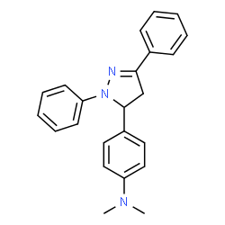 ChemSpider 2D Image | 4-(1,3-Diphenyl-4,5-dihydro-1H-pyrazol-5-yl)-N,N-dimethylaniline | C23H23N3