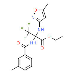 ChemSpider 2D Image | Ethyl 3,3,3-trifluoro-2-[(3-methylbenzoyl)amino]-N-(5-methyl-1,2-oxazol-3-yl)alaninate | C17H18F3N3O4