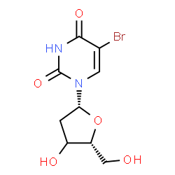 ChemSpider 2D Image | 5-Bromo-1-[(3xi)-2-deoxy-beta-D-glycero-pentofuranosyl]-2,4(1H,3H)-pyrimidinedione | C9H11BrN2O5