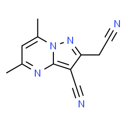 ChemSpider 2D Image | 2-(Cyanomethyl)-5,7-dimethylpyrazolo[1,5-a]pyrimidine-3-carbonitrile | C11H9N5