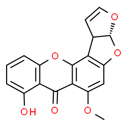 ChemSpider 2D Image | (3aR)-8-Hydroxy-6-methoxy-3a,12c-dihydro-7H-furo[3',2':4,5]furo[2,3-c]xanthen-7-one | C18H12O6