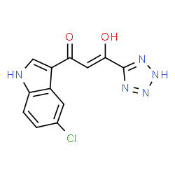 ChemSpider 2D Image | (2Z)-1-(5-Chloro-1H-indol-3-yl)-3-hydroxy-3-(1H-tetrazol-5-yl)-2-propen-1-one | C12H8ClN5O2