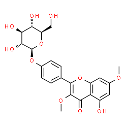 ChemSpider 2D Image | 4-(5-Hydroxy-3,7-dimethoxy-4-oxo-4H-chromen-2-yl)phenyl beta-D-glucopyranoside | C23H24O11