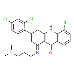 ChemSpider 2D Image | (1E)-5-chloro-3-(2,4-dichlorophenyl)-1-{[3-(dimethylamino)propyl]imino}-1,2,3,4-tetrahydroacridin-9-ol | C24H24Cl3N3O