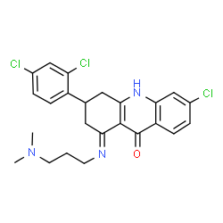 ChemSpider 2D Image | (1E)-6-chloro-3-(2,4-dichlorophenyl)-1-{[3-(dimethylamino)propyl]imino}-1,2,3,4-tetrahydroacridin-9-ol | C24H24Cl3N3O