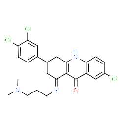 ChemSpider 2D Image | (1E)-7-chloro-3-(3,4-dichlorophenyl)-1-{[3-(dimethylamino)propyl]imino}-1,2,3,4-tetrahydroacridin-9-ol | C24H24Cl3N3O