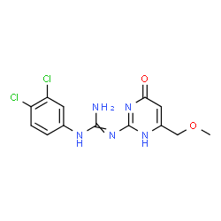 ChemSpider 2D Image | 1-(3,4-Dichlorophenyl)-3-(4-hydroxy-6-methoxymethyl-2-pyrimidyl)guanidine | C13H13Cl2N5O2