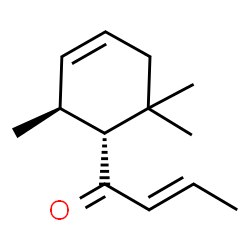 ChemSpider 2D Image | (2E)-1-[(1R,2S)-2,6,6-Trimethyl-3-cyclohexen-1-yl]-2-buten-1-one | C13H20O