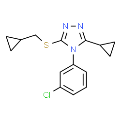 ChemSpider 2D Image | 4-(3-chlorophenyl)-3-cyclopropyl-5-[(cyclopropylmethyl)thio]-4H-1,2,4-triazole | C15H16ClN3S