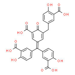 ChemSpider 2D Image | 5-({3-[Bis(3-carboxy-4-hydroxyphenyl)methylene]-5-carboxy-6-oxo-1,4-cyclohexadien-1-yl}methyl)-2-hydroxybenzoic acid | C30H20O12