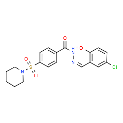 ChemSpider 2D Image | N'-[(Z)-(5-Chloro-2-hydroxyphenyl)methylene]-4-(1-piperidinylsulfonyl)benzohydrazide | C19H20ClN3O4S