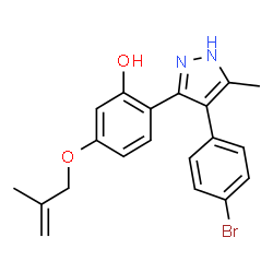 ChemSpider 2D Image | 2-[4-(4-Bromo-phenyl)-5-methyl-1H-pyrazol-3-yl]-5-(2-methyl-allyloxy)-phenol | C20H19BrN2O2