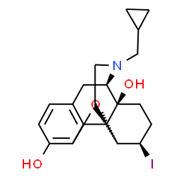 ChemSpider 2D Image | 6beta-Iodo-3,14-dihydroxy-17-(cyclopropylmethyl)-4,5alpha-epoxymorphinan | C20H24INO3