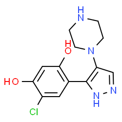 ChemSpider 2D Image | 4-CHLORO-6-(4-PIPERAZIN-1-YL-1H-PYRAZOL-5-YL)BENZENE-1,3-DIOL | C13H15ClN4O2