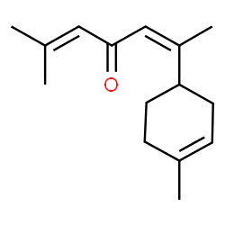 ChemSpider 2D Image | 2-methyl-6-(4-methyl-3-cyclohexen-1-yl)hepta-2,5-dien-4-one | C15H22O