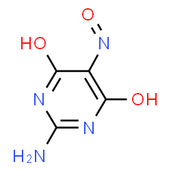 ChemSpider 2D Image | 2-Amino-6-hydroxy-5-nitroso-4(1H)-pyrimidinone | C4H4N4O3