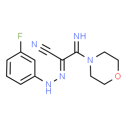 ChemSpider 2D Image | (2E)-2-[(3-Fluorophenyl)hydrazono]-3-imino-3-(4-morpholinyl)propanenitrile | C13H14FN5O