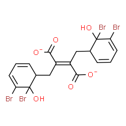 ChemSpider 2D Image | (2E)-2,3-Bis[(5,6-dibromo-6-hydroxy-2,4-cyclohexadien-1-yl)methyl]-2-butenedioate | C18H14Br4O6