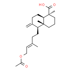 ChemSpider 2D Image | (1S,4aR,5S,8aR)-5-[(3E)-5-Acetoxy-3-methyl-3-penten-1-yl]-1,4a-dimethyl-6-methylenedecahydro-1-naphthalenecarboxylic acid | C22H34O4